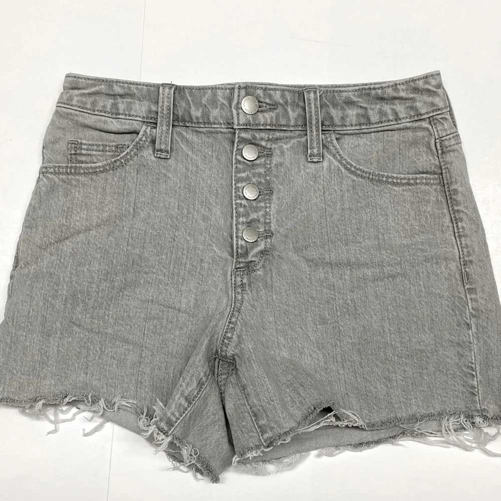 Universal Thread Gray Vintage Midi Button Fly Denim Jeans Raw Hem Sz 0 / 25